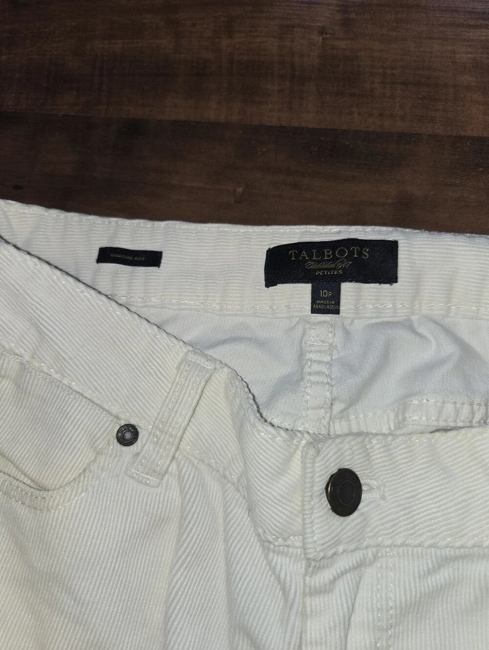 Talbots Petites Crisp White Corduroy Pants [Size 10P] Warm Cozy Straight Leg